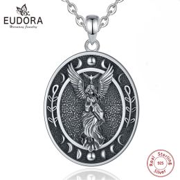 Necklaces Eudora 925 Sterling Silver Lilith Goddess Sigil Necklace for Women Man Vintage Moon Phase Amulet Pendant Personality Jewellery Gif