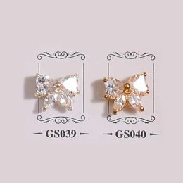 Decorations 10pcs/lot 3D Gold Bow Tie Zircon Alloy Crystals Rhinestones Nail Art Decorations Decor Nails Accessories Parts Supplies Charms