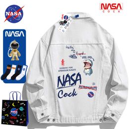 NASA Co Branded Denim Jackets for Men and Women, 2022 Spring and Autumn New Trendy Brand Casual Lapel Fashionable High Street Couple Jackets PQK