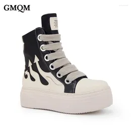 Casual Shoes GMQM Classic Fashion Women's Ankle Boots Fire Platform Sports Sneakers Thick Sole Round Toe Punk Gothic Style