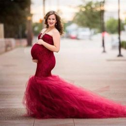 Dresses Sexy Maxi Maternity Gown For Photo Props Shoulderless Maternity Shoot Dress Lace Mesh Pregnant Women Pregnancy Photography Dress