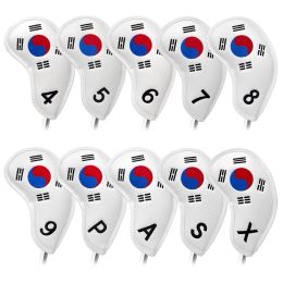 Clubs Golf Club Head Covers White South Korea Flag Golf Club Wood Cover Golf Driver Cover Fairway Wood Cover Hybrid Cover Leather
