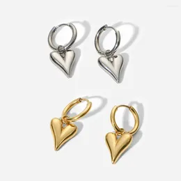 Stud Earrings Stainless Steel Chic Heart Huggie Hoop Charm Gold Color Tarnish Free Trendy Fashion Jewelry For Women Bijoux