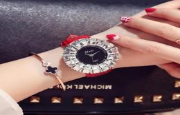 Wristwatches Fashion Women039s Watch Luxury Top Brand Ladies Gorgeous Diamond Watches Leather Quartz Clock Gift Montre Femme6979913