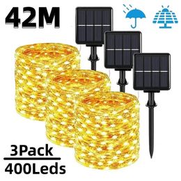 42M400Leds Solar LED Light Outdoor Festoon Lamp Garden Fairy String Waterproof Christmas Decoration 240411