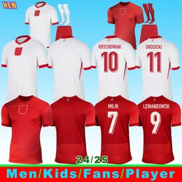 POLAND 2024 Soccer Jerseys LEWANDOWSKI Home Away 24 25 Poland National Team MILIK PISZCZEK PIATEK GROSICKI KRYCHOWIAK ZIELINSKI Football Shirt Kit Men