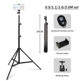 Tripods Stretchable 0.5/1.1/1.6/2M Universal Mobile Phone Holder Aluminum Alloy Standing Support For Huawei Smartphone Ring Light Stand