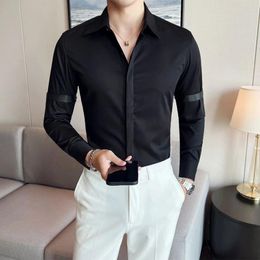 Men's Casual Shirts 2024 Autumn Arm Ribbon Men Long Sleeve Slim High-quality Social Party Banquet Nightclub Shirt Clothing