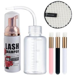 Tools EyeLashes Cleanser Kit with Brush Cleaning Foam Pump Individual Eyelash Extension Glue Shampoo Eye Lashes Makeup Remover