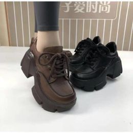 Dress Shoes Women's Microfiber Leather Lace Up Oxford Thick And High Sole Retro Matsuke Style Spring Autumn Collection