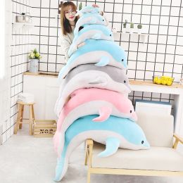 Cushions Large Kawaii Dolphin Plush Toys for Children Stuffed Sea Animal Doll Soft Baby Sleeping Pillow Lovely Gift for Kids Girls