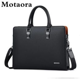 MOTAORA High Quality Leather Men Shoulder Bags Male Handbags For Macbook HP DELL 14 15.6 Inch Laptop Work Bag Business Briefcase 240418