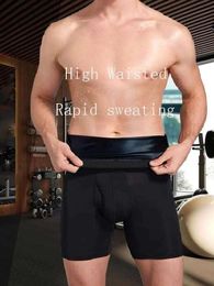 High Waisted Men's Tummy Control Quickly Gym Man Clothing Knee Tights Shapewear Sexy Body Casual Shorts Boxer