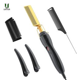 Irons UNTIOR Dry And Wet Straight Hair Curling Copper Comb Bangs Straight Hair Electric Heating Curling Comb Hair Comb