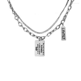 Pendant Necklaces Thick Chain Twin Double-Layer Titanium Steel Necklace Female Fashion Ins Hip Hop Cold Style Male Non-Fading Brand Cool