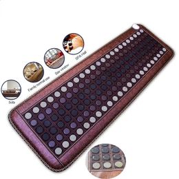 Adjustable Timer Far Infrared Heating Jade Mat - Stones Tourmaline Pad for Therapy and Heat Pad Mesh Mat Comfort 240408