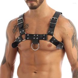 Bras Sets Gay Rave Harness Men Punk Gothic Style PU Leather Metal O-Ring Belt Adjustable Buckle Suspenders Sex Toys For