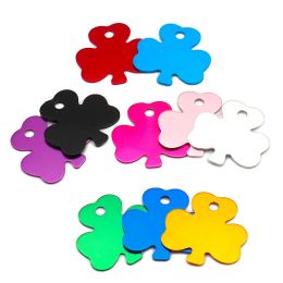 Tags Wholesale 100Pcs Clover Aluminium Pendant Dog ID Tag Name Plate Key Accessories Decor Pet Tag Number Address For Dog Collar