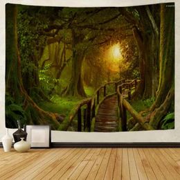 Tapestries Forest Tapestry Wall Hanging Waterfall Landscape Camping Tent Mat Bed Sheet Home Art Decoration Blanket