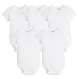 One-Pieces 5 PCS/LOT Newborn Baby Clothing 2023 Summer Body Baby Bodysuits 100% Cotton White Kids Jumpsuits Baby Boy Girl Clothes 024M