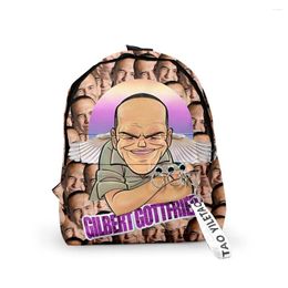 Backpack Cartoon Novelty Gilbert GOttfried Backpacks Boys/Girls School Bags 3D Print Keychains Oxford Waterproof Cute Small