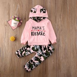 Sets Pudcoco Newborn Baby Girl Clothes Letter Camouflage Long Sleeve Hooded Tops Long Pants 2Pcs Outfits Cotton Clothes Tracksuit