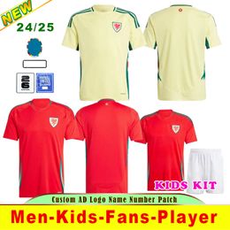 2024 Wales JOHNSON soccer jersey Euro Cup Cymru National Team Kids Kit Full Set Uniform BROOKS WILLIAMS DAVIES BROOKS WILSON AMPADU Men Home Away Football Shirts