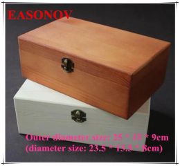 Bins EASONOV 25*15*9cm Rectangular clamshell wooden box wooden storage box Jewellery box