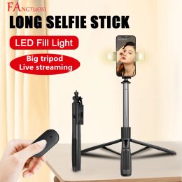 Sticks FANGTUOSI New Wireless bluetooth selfie stick foldable Big tripod With Remote shutter For Camera Phone For selfie live streaming