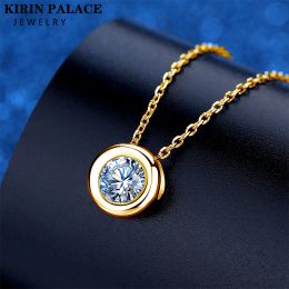 Necklaces AU750 Real 18K Gold Moissanite Diamond Necklace Fine Jewelry For Woman Wedding Proposal Gift Present