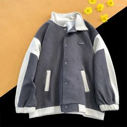 Men's Jackets Suede Baseball Jacket 2024 Spring Men Uniform Bomber Korean Streetwear Patchwork Embroidery Label Coat