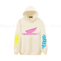 2023 Mens Hoodies Rhude Hoodie Mektup Baskı Uzun Kollu Moda Erkekler Kadın Kazak Hip Hop Hoodies Marka Sweatshirts Boyut M-2XL Trailtsuits Markalar Açık Ceket 719