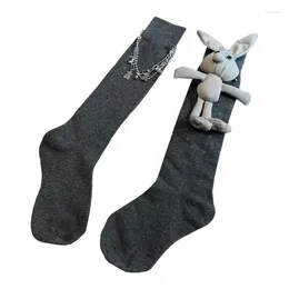 Women Socks Cartoon Bear Knee High Stocking JK Preppy Cotton Calf Dropship