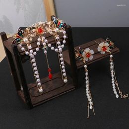 Hair Clips Headdress For Han Chinese Clothing Tassel Comb Clasp Set Antique StyleTuinga Accessories Ancient Costume Ornament