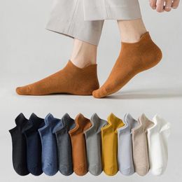 Men's Socks Ear Lift Solid Colour Casual Thin Boat Autumn And Winter Pure Cotton Ladies Low Top Short Barrel White For