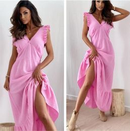Casual Dresses European And American Sexy Slim-Fit Sleeveless Suspender Dress Bodycon Strap Maxi
