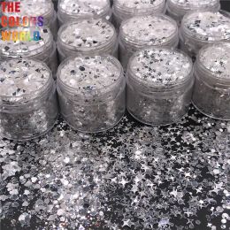 Glitter TCT131 Shinning White With Silver Colors Glitter For Nails Art Decoration Body Art Nail Gel Polish Manual DIY Crafts Decoration