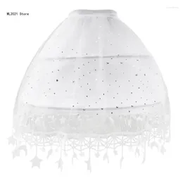 Women's Sleepwear Women White Tulle Petticoat Skirt Moon Star Tassel Hem 2 Hoops Underskirt