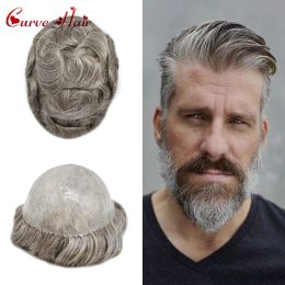 Toupees Toupees Mens Toupee Human Hair System Male Capillary Prosthesis Hairpiece 0.10mm Thin Skin Full Poly Grey Black Brown Blonde Toupe