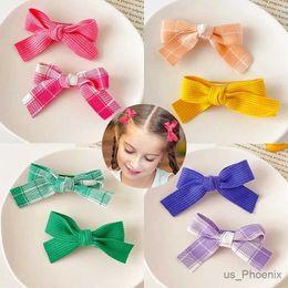 Hair Accessories 2 Pcs/Set Children Cute Colors Plaid Bow Ornament Hair Clips Baby Girls Lovely Barrettes Hairpins Kids Sweet Hair Accessories