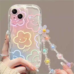 Cell Phone Cases Flower Wrist Chain Phone Case For Samsung Galaxy A54 A55 A35 A24 A25 A15 A33 A34 A31 A32 A51 A52 A53 A71 A72 S24 Ultra Cover 240423