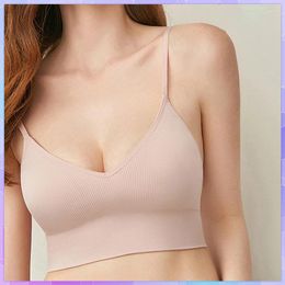 Camisoles & Tanks Sexy Bras Seamless Tank Top For Women Sports Crop Tube Tops With Cups U Type Backless Bra Push Up Bralette Brassiere