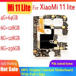 Antenna 256GB Mainboard For Xiaomi MI 11 Lite MI11 LITE Motherboard Original Work Well Unlocked Main Circuits 64GB 128GB With Full Chips