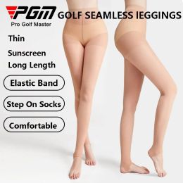 Pants PGM Women Elastic Slim Golf Legging Stocking Ladies Breathable Sunscreen Pantyhose Female Ice Silk Long Leg Socks Golf Pants