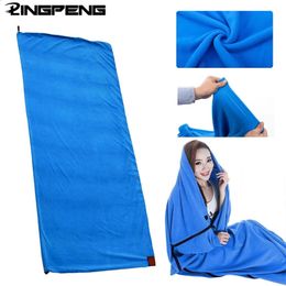 Portable Soft Thermal Fleece Sleeping Bag Outdoor Camping Tent Bed Travel Warm Ultra Light Polar Dirty-Proof Envelope Type Grab 240408