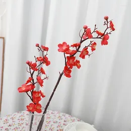 Decorative Flowers Silk Plum Flower Artificial Decoration Bouquet Christmas Cherry Blossom Wedding Party Home Art