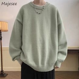 Sweaters Solid Pullovers for Men Teens Winter Simple Knitwear Korean Fashion Ins Harajuku Baggy Long Sleeve Sweaters Y2k Men's Clothing