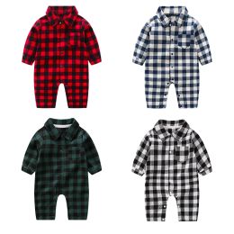 One-Pieces Long Sleeved Baby Jumpsuit For Newborns Casual Plaid Shirt For Soft And Comfortable 018m Spring And Autumn Boys And Girls