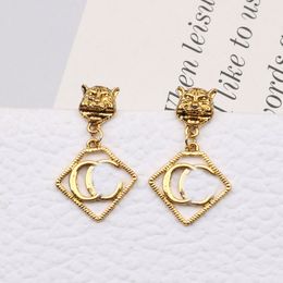 18K Gold Plated 925 Silver Tiger Designers Brand Letters Ear Stud Earrings Sier Geometric Women Circle Crystal Rhinestone Pearl Earring Jewerlry Birthday LOVE Gift