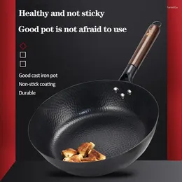 Pans 28cm Wok Pan Steak Cooking Pot Non Stick Pancake Handmade Cast Iron Frying Gas Stove Induction Kitchen Cookware